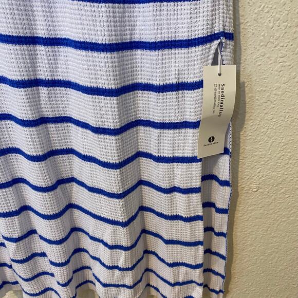 Saodimallsu White & Blue Striped Beach Bathing Suit Coverup Dress Size XXL NWT - Picture 3 of 5